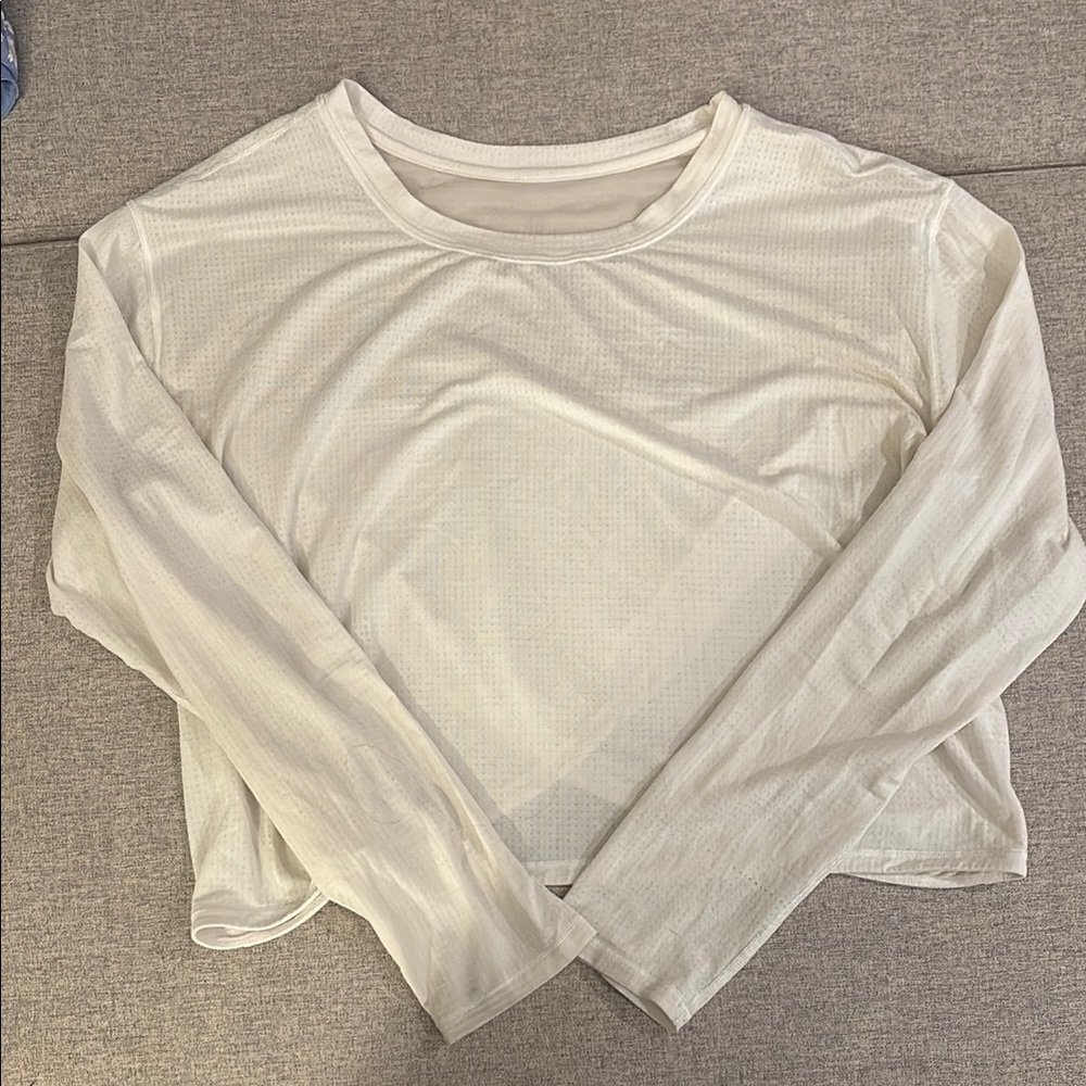Lululemon Athletica White Long Sleeve Crop Tee